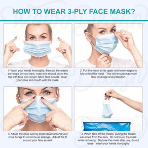 Disposable 3-Ply Ear-loop Protective Face Masks (10-pack)