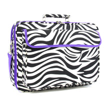 Load image into Gallery viewer, 17&quot; Laptop Briefcase Bag - Zebra with Purple Trim