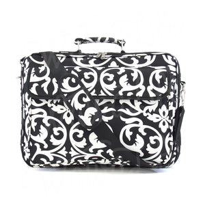 17" Laptop Briefcase Bag - Black Damask
