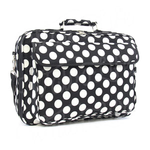 17" Laptop Briefcase Bag - Large Black White Dots