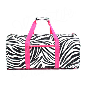 22" Gym Duffel Bag - Zebra with Fuchsia Trim