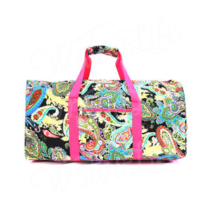 22" Gym Duffel Bag - Multi Paisley with Pink Trim