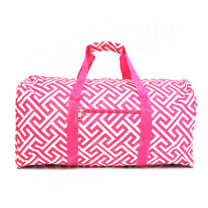 22" Gym Duffel Bag - Fuchsia Greek Key