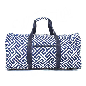 22" Gym Duffel Bag - Navy Blue Greek Key