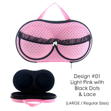 Load image into Gallery viewer, Bra and Lingerie Storage Organizer Carrying Case [#01-Light Pink with Black Dots]