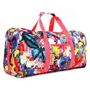 22" Gym Duffel Bag - Multi Butterfly with Pink Trim