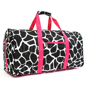 22" Gym Duffel Bag - Brown Giraffe with Pink Trim