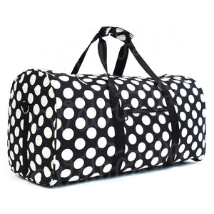 22" Gym Duffel Bag - Large Black White Dots