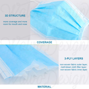 Disposable 3-Ply Ear-loop Protective Face Masks (10-pack)