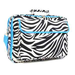 17" Laptop Briefcase Bag - Zebra with Blue Trim