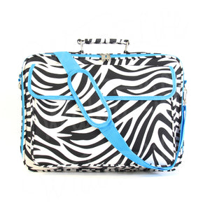 17" Laptop Briefcase Bag - Zebra with Blue Trim