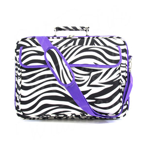 17" Laptop Briefcase Bag - Zebra with Purple Trim