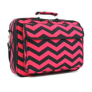 17" Laptop Briefcase Bag - Fuchsia and Black Zig Zag
