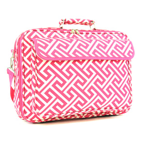 17" Laptop Briefcase Bag - Fuchsia Greek Key