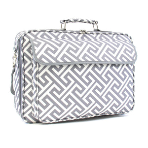 17" Laptop Briefcase Bag - Grey Greek Key