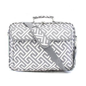 17" Laptop Briefcase Bag - Grey Greek Key