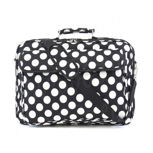 17" Laptop Briefcase Bag - Large Black White Dots